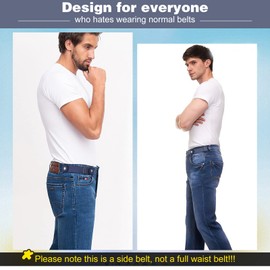 SUOSDEY 2 Pack No Buckle Belts for Men Women, Side Belt Elastic Stretch Adjustable Invisible Belt Fits 1.5 Inch Belt Loops,Blue/Blue