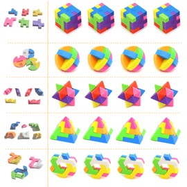 ICEPAPA, Children's Eraser, Pack of 20 Cube Puzzle Erasers, Suitable as Small Gifts for Children, Advent Calendar Filling Children or Party Bags Children's Birthday Party (Contains 5 Shapes)