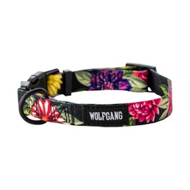 Wolfgang Heavy Duty, Adjustable Dog Collar with Quick Release Nylon Buckle for Walking & Training, DarkFloral Print, Large