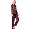 SWOMOG Womens Silk Pyajama Set Satin Pyjamas Long Sleeve Two