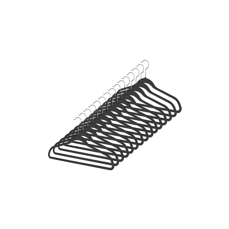 Whitmor Flocked Suit Hangers Set of 15 Black