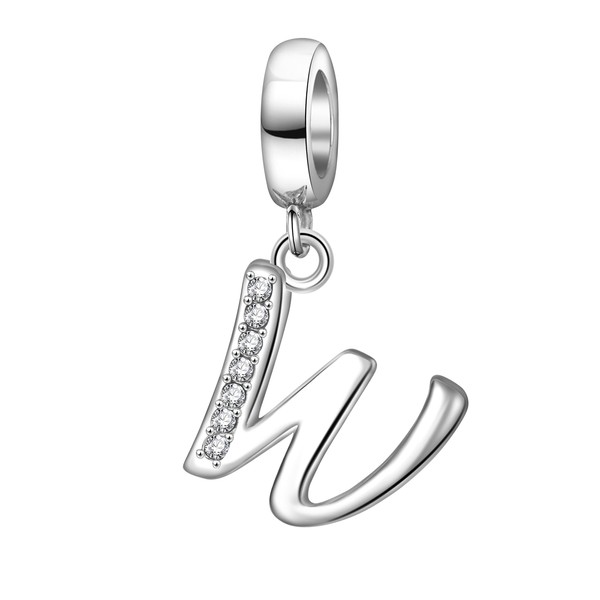Letter Initial A-z Alphabet Beads Solid 925 Sterling Silver Dangle