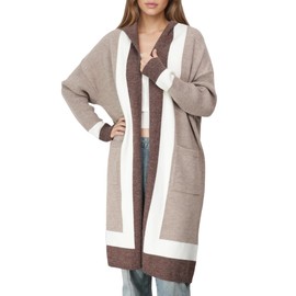 Long Sweaters for Women - Lightweight Hooded Cardigan with Batwing Sleeves, Oversized Knit Coatigan for Fall and Winter 2025 Khaki