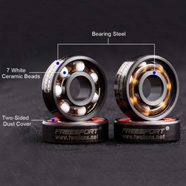 Ceramic Skate Ball Bearings, 608RS ABEC 9 Ball Bearings for Skate, Skateboard Ball Bearings, Longboard Ball Bearings, Roller Skate Ball Bearings, 8 mm x 22 mm x 7 mm, Pack of 8