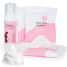 UHdod Kit de Espuma Calmante de Hamamelis y Compresas Perineales Refrescantes para Cuidado Posparto – Incluye Espuma de Hamamelis de 147 ml y 36 Compresas Perineales