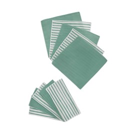 SUN SEMPER Muslin Baby Washcloths -%100 Organic Turkish Cotton - Natural Baby Wipes - Newborn Essentials Registry for Baby Boys Girls - Ultra Soft Absorbent - 10 Pack - 9" X 9" (Green)