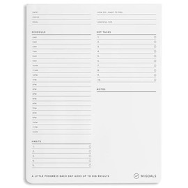 MiGoals Undated Daily Hourly Planner Time Block Pad - Focus, Habit and Goal Planning - 50 Pages, B5