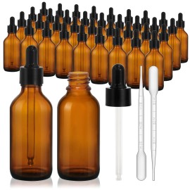 Keywing 36Pack 2oz Dark Amber Dropper Bottles - 60ml Tincture Bottles with Eye Dropper f