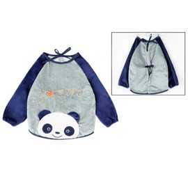 iwobi Baby Bib with Sleeves - Food and Play Smock Apron for Toddlers from 6-36 Months, gray