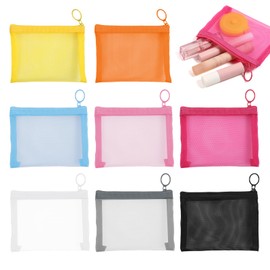 Calkkrer 4 Piece Mini Mesh Bags with Zipper, Small Cosmetic Pouches, Transparent Zip Bags, Practical Pouches for Handbag, Travel Organizer