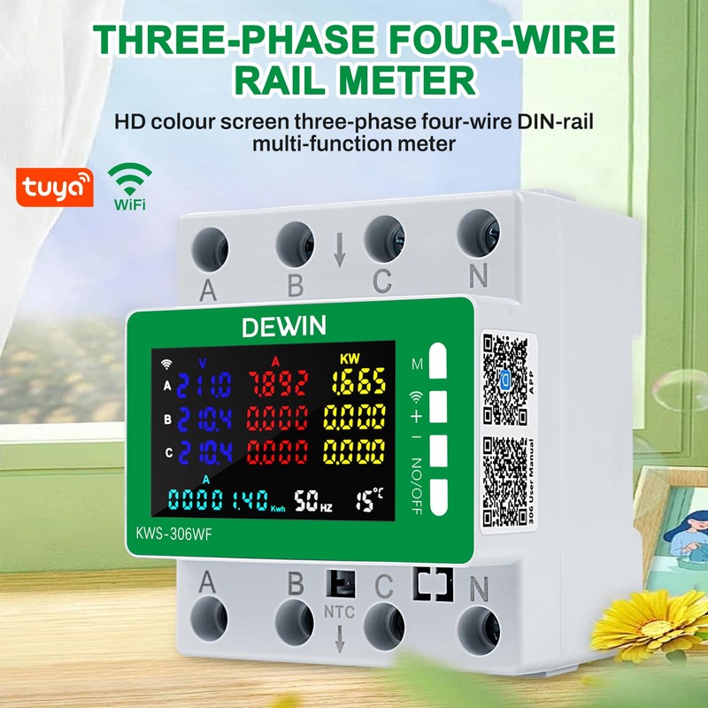 DEWIN KWS-306WF Tuya WiFi Electricity Meter 3 Phase 4 Conductor