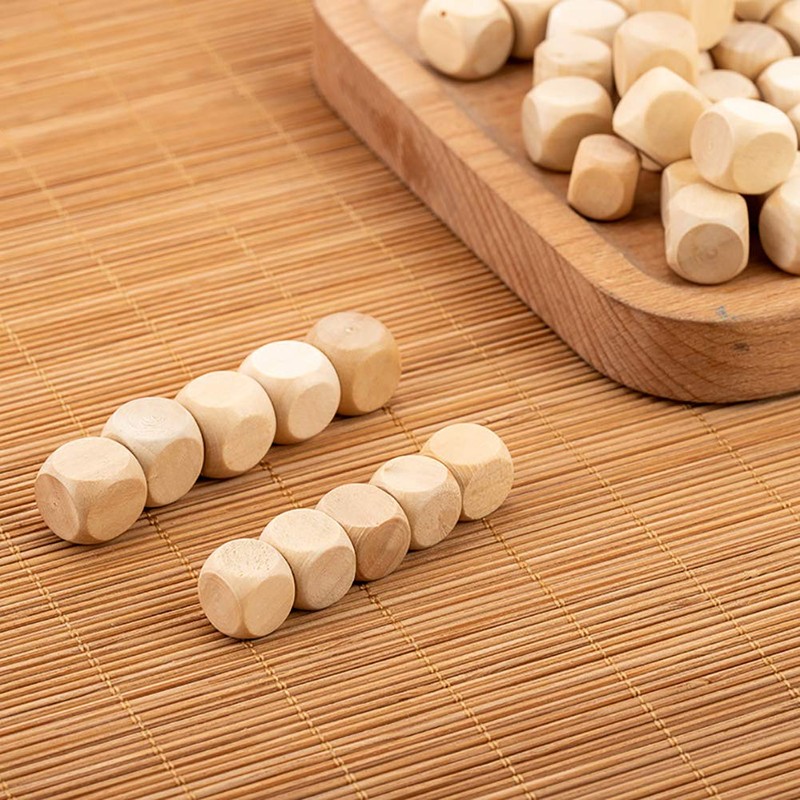 ccHuDE 100 Pcs Blank Wood Dice - Unfinished Wood Cubes