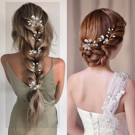 5 Pcs Silver Rhinestones Bride Hair Pins Flower Crystal Hair Piece Vintage Accessories Women Wedding Girls Bridesmaids