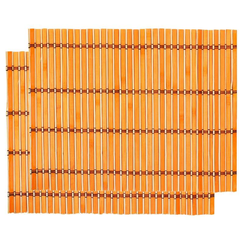 Set of 2 Bamboo Placemats 30 x 40 cm Orange/Beige
