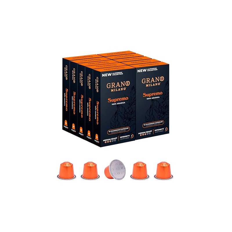 Grano MIlano Supremo 100% Arabica - 100 Aluminium Coffee Pods