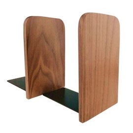 Bamber Wood Bookends, Decorative Bookends for Shelves Heavy Books, Office Book Stand, Black Walnut, H6.7 x W4.7 x L3.9