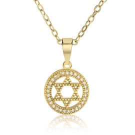 SURI Star of David Necklace for Women - Magen David Pendant in Gold-Filled or Silver Stainless Steel with Gift Box | Jewish Necklace Judaica Jewelry Gift for Women | Israel Star of David Necklace
