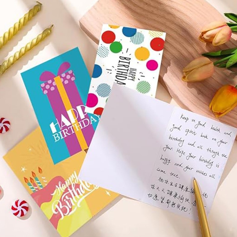 Roczential 24 Unique Birthday Cards with Envelopes & Stickers |