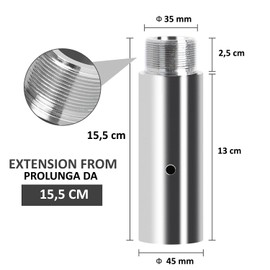 Extension Pole Dance Extension 15.5 cm / 29 cm / 52.5 cm Diameter 4.5 cm Connectors for Extra Height Steel Tube (15.5 cm)