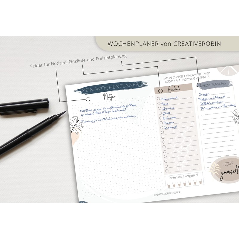 Weekly Planner Pad A4 with 50 Sheets I CreativeRobin