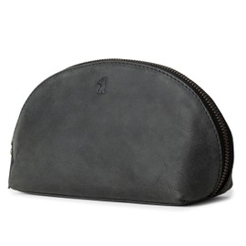 Berliner Bags Zoe Leather Toiletry Bag, Cosmetic Bag, Toiletry Bag, Organiser for Women Travel, darkgray, vintage