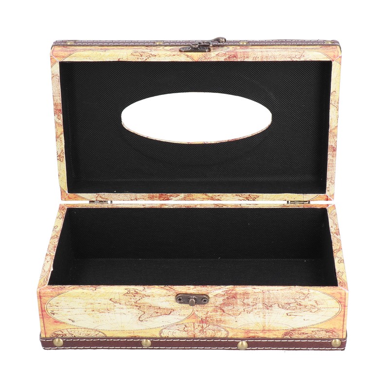 Tissue Box Organizer Composite Wood Leather Rounded Edges Premium Texture