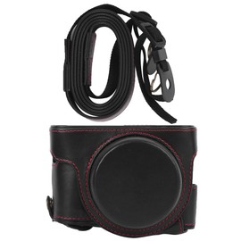 Leather Camera Protective Case Bag Cover with Shoulder Strap for Canon G7XII G7XIII Digital CameraBlack