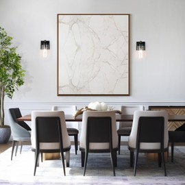 GEPOW Sconces Wall Lighting, 1-Light Black and Faux Wood Wall Sconce Light, Modern Bedroom Bathroom Wall Sconces Indoor with Seeded Glass Shade