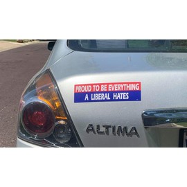 Gear Tatz - Orgulloso de ser todo un liberal odios, imán político para coche, 2.75 x 9.5 pulgadas, fabricado profesionalmente en los Estados Unidos, calcomanía magnética