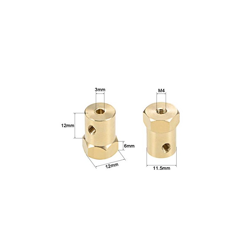 sourcing map Hexagonal Coupling 3 mm Bore Motor Hexagonal Brass