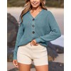 BTFBM Long Sleeve V Neck Button Down Sweater Solid Color