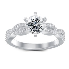 Molioaki 1CT Engagement Ring Women's 925 Silver Round Cut Zircon Rings with Six Prongs Infinity Ring Engagement Ring Wedding Ring with Gift Box Engagement Wedding Gift, Sterling Silver