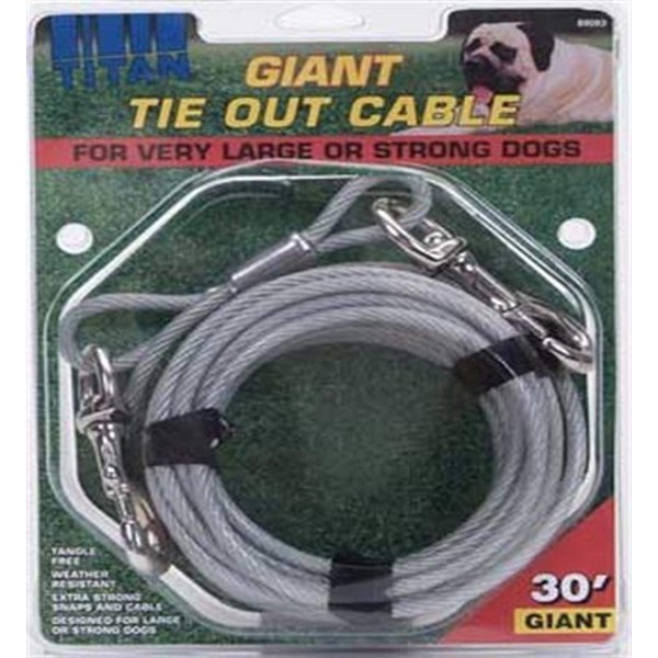 Titan Giant Cable 30-Feet Long Dog Tie Out, Silver