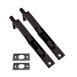 QCAA Solid Brass Flush Bolt, 6", Solid Brass, Square Shape, US10B ORB(Oil-Rubbed Bronze), 2 Pack, Made in Taiwan