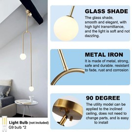 AMARTIZ Linear Globe Chandeliers Gold Frosted Glass Globe Pendant Light Kitchen Island Ceiling Hanging Pendant Lighting for Dining Room Table Living Room Bar