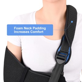 VALLEYWIND Arm Sling, Adult Shoulder Immobilizer with Waist Strap and Support Board, Shoulder sling with Foam Neck Pad for Broken Elbow, Arm, Wrist Injury (S)