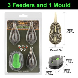 Realure Carp Fishing Feeders Method Fishing Feeder with Fishing Weights 20g 30g 40g 50g 60g Method Feeder Inline Method Feeders Fishing Tackle for Fishing Feeder Bait(40+50+60g)