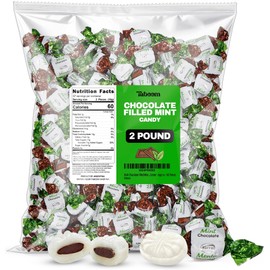 Bulk Chocolate Filled Mint Candy 2 Pound Christmas Candies - Approx. 165 Pieces Individually Wrapped Hard Mints Candies with Smooth Chocolate Center For Office, Parties & Treats