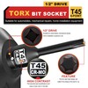 KIRXST T45 Profile Impact Star Socket Bit, 1/2" Torx Profile