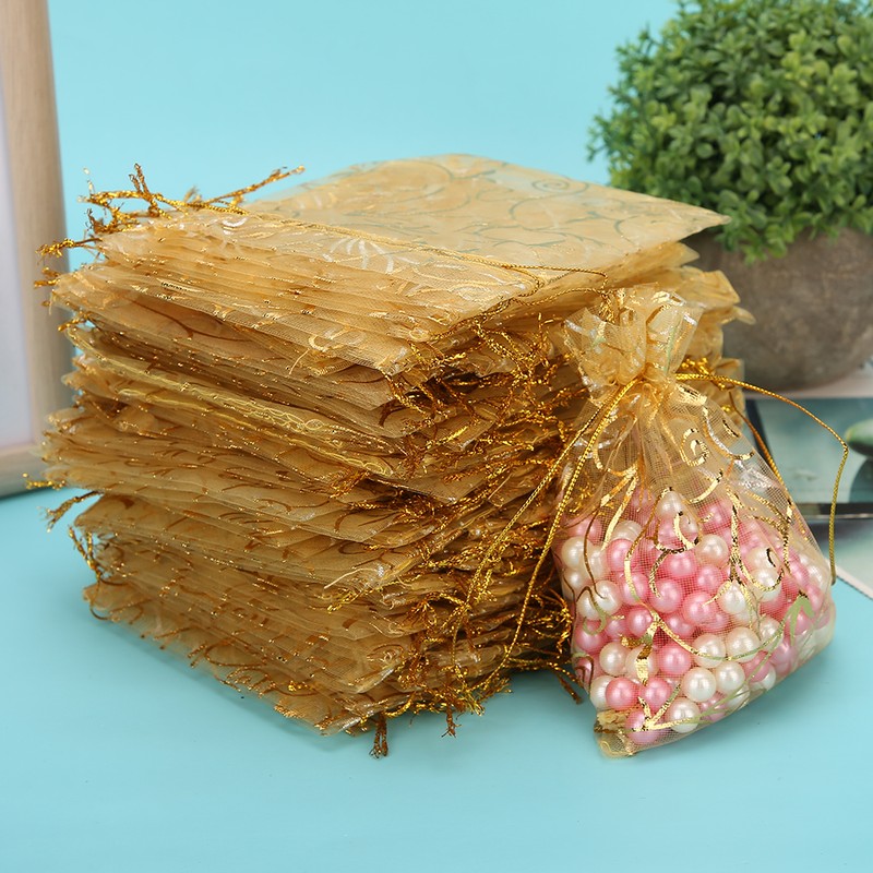 100pcs 9 x 12cm Organza Drawstring Pouch Multi Purpose Jewlery