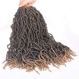 Xtrend 6 Packs New Faux Locks Crochet Hair Long Synthetic Faux Locks Braids Hair 18 Inch Natural Wavy Dreadlock Crochet Hair Extensions For Women 21Strands 1B/27#