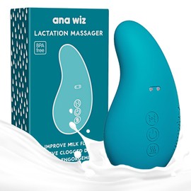 Breastfeeding Massager to Stimulate Milk Flow and Relieve Clogged Ducts | 10 Vibration Settings | 3 Heat Levels | Waterproof Design & Rechargeable (Turquoise)