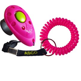 ASCO Premium Finger Clicker with Spiral Bracelet for Clicker Training, Dogs, Cats, Horses, Professional Clicker, Dog Training Clicker, Pink AC08FS