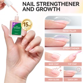 Gelike ec Nagelhärter Wachstums Nagel Rillenfüller: Nudepink Nagelverstärker Reparatur für Dünne Beschädigte und Brüchige Nägel 15ml