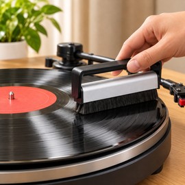 Carbon Fiber Vinyl Record Cleaning Brush for Turntables – Compact Dust Cleaning Tool for LP Record Care
