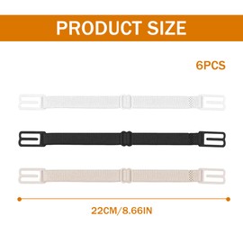 hioseyre 6Pcs Bra Straps,Adjustable Low Back Bra Converter,Soft and Comfortable Elastic Bra Strap Clips,Adjustable Bra Strap Fixer Connector Strap,suitable for all cup Sizes (Skin Color,Black,White)