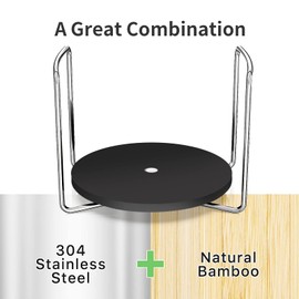 Wisuce Dish Racks for Kitchen Countertop Organizer - Bamboo Plate Holder Adjustable Size | Stainless Steel 304 Portable Handle for Kitchen Drawer Countertop Cupboard Shelf