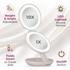 Zadro Compact Travel Makeup Mirror with Lights, 10X/1X Dual Magnification,