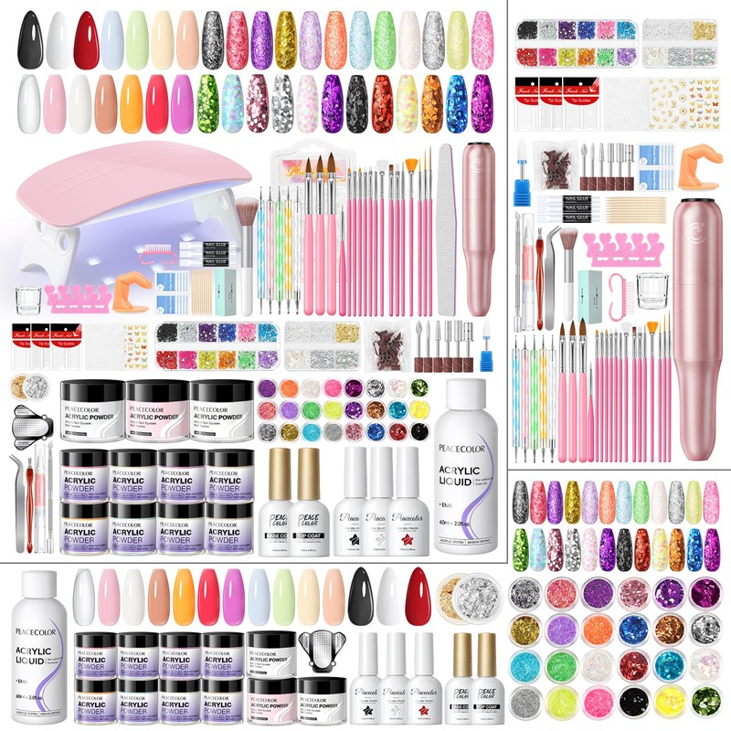 Acrylic Nail Kit for Beginners with Everything ,11 Colors Acrylic