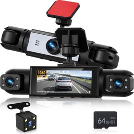 NHOPEEW 4 Channel Front and Rear Dash Cam for Cars with 3.16 Inch Display - 360° Dash Cam with 8R Night Vision, Loop Recording and Motion Detection